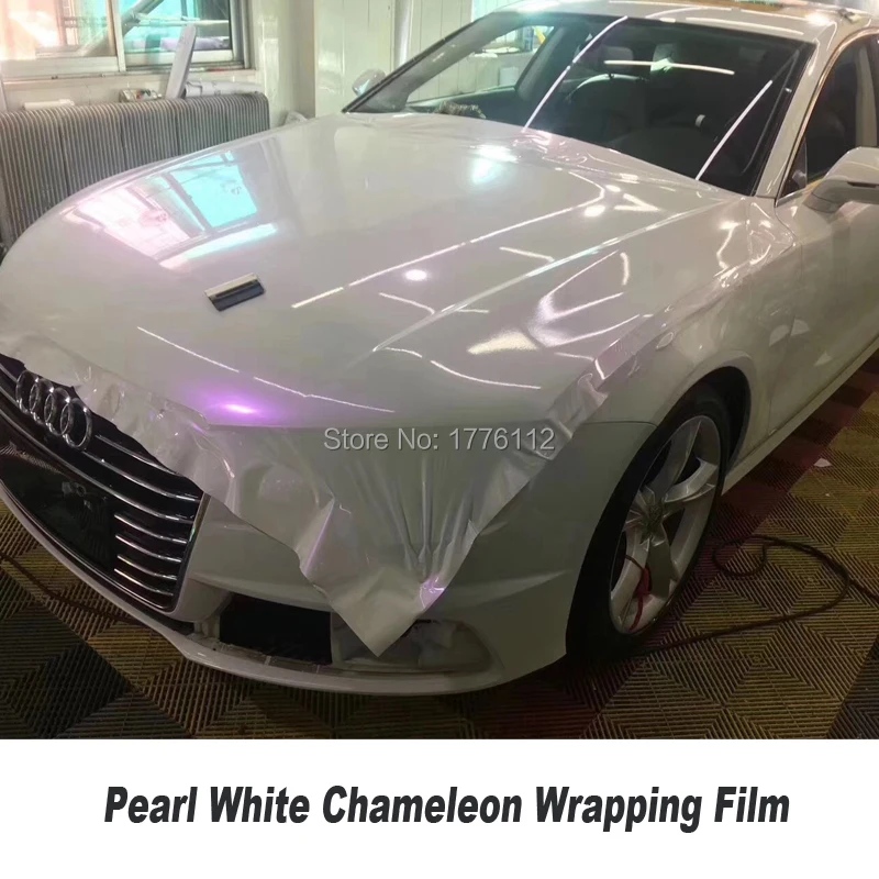 

White to Purple Pearl Gloss Chameleon Vinyl Wrap With Air Bubble Free car wrapping film Gloss Film Covers Stickers 1.52*20M/Roll