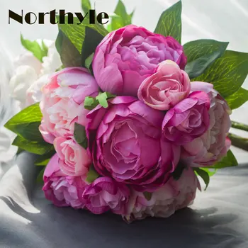 

Artificial Peony And Camellia Silk Flowers Bundle In Pink And White -13" Tall Wedding Bouquet Fake Flowers Arrangement