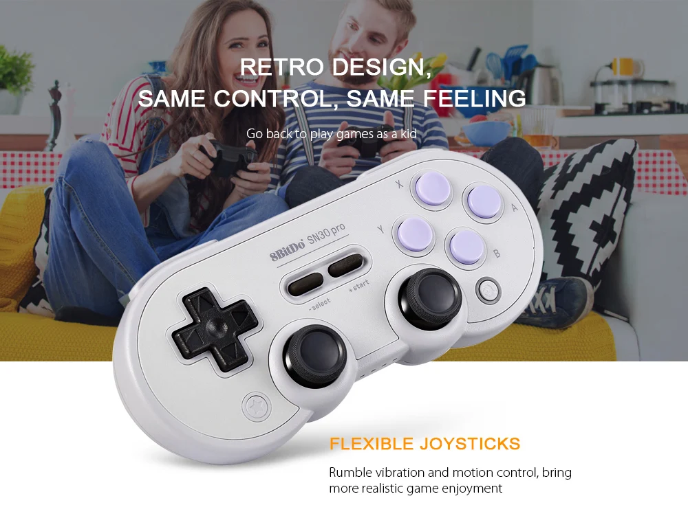 

8Bitdo SN30 Pro Wireless Bluetooth Gamepad Game Controller SN Edition Realistic 2 Players 10 Hours For Nintendo Switch Mode