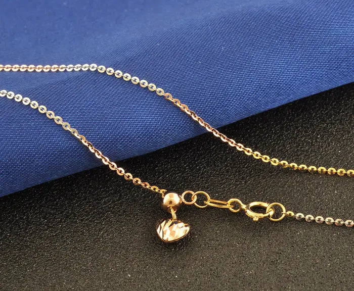 

FINE 18 INCH Solid 18K Multi-Tone Gold Necklace 1.1mm O Link Chain Au750