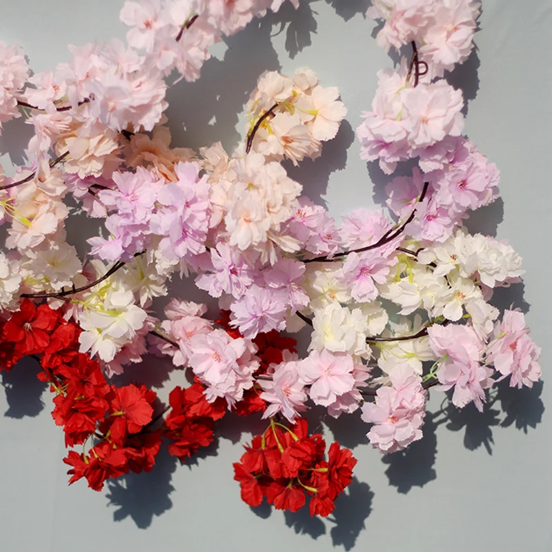 

180cm Artificial Cherry Blossoms Flower Vines Party Supplies Garland Silk Fake Cherry Flower Rattan Wedding Home Decor