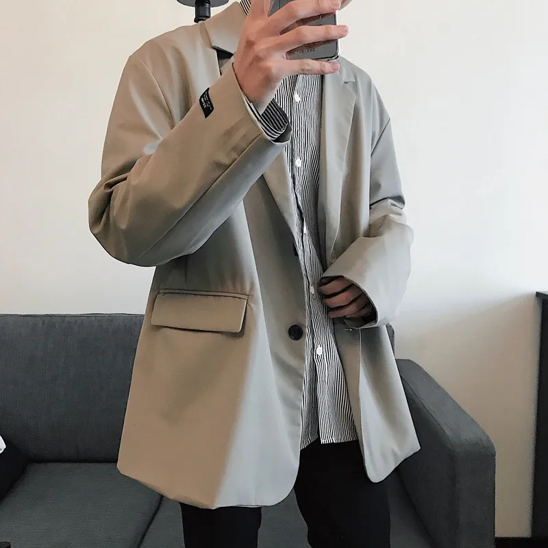 

Men's suit 2019 spring new solid color lapel small suit jacket casual suit loose wild business casual youth casual men's clothin
