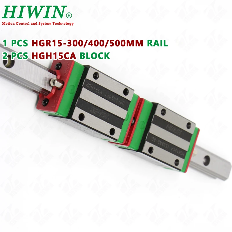 

HIWIN 1PCS HGR15 L 300mm 400mm 500mm Linear guide rail + 2Pcs HIWIN HGH15CA SLIDING block Carriages for CNC kits