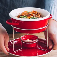 Эмалированный фарфор один человек небольшой горячий горшок бытовой сухой котел спиртовой сыра печи Портативный суп сковорода трения блюдо