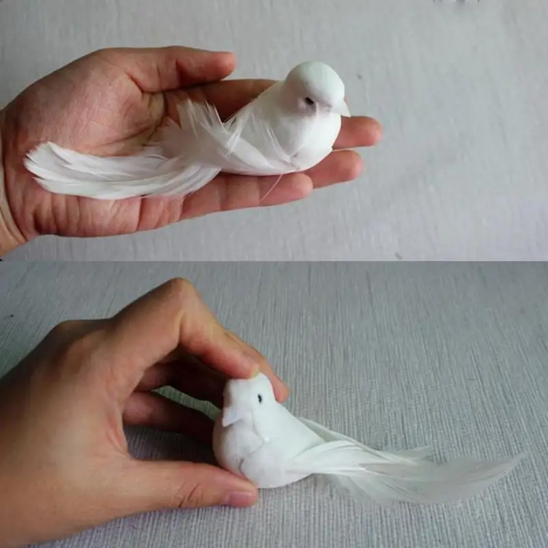 1Pc Wedding Decorative Doves Artificial Foam Feather Mini White Birds Craft Birds DIY Wedding Party Decorations Home Ornaments