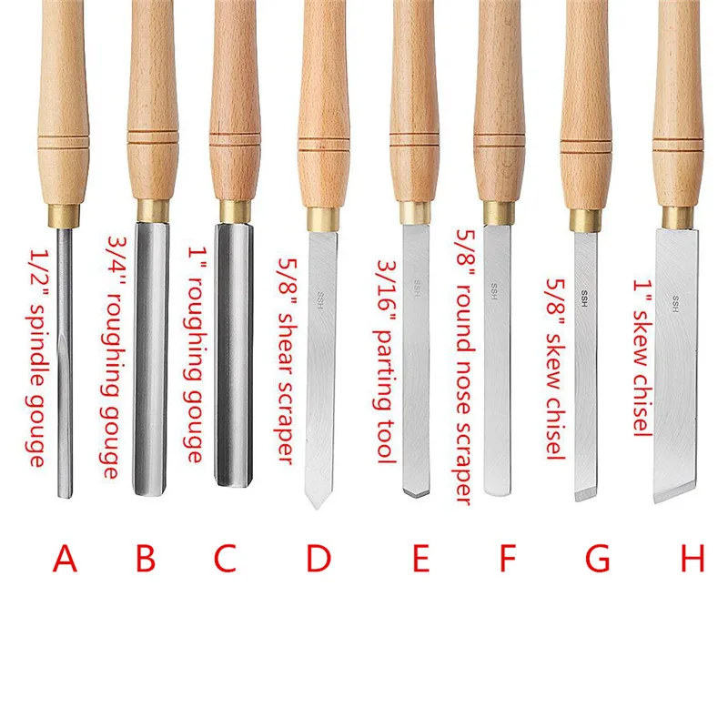 DANIU 8 типов прочный высокоскоростной стальной токарный станок долото инструменты для токарной обработки древесины с деревянной ручкой деревообрабатывающий инструмент