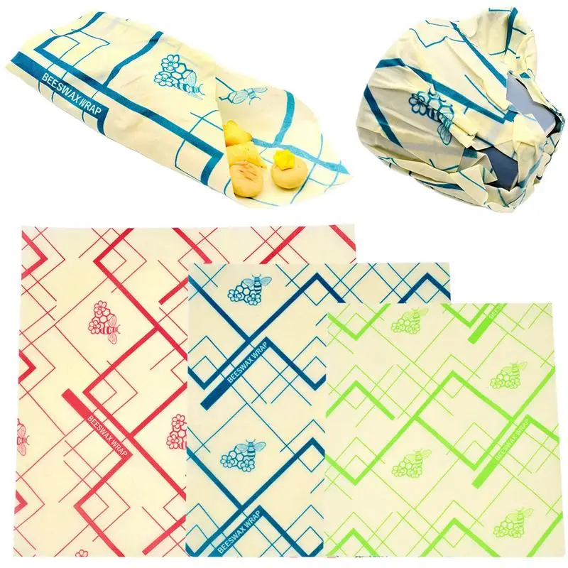 

FDA Food Grade Recyclable Plastic - Free Bee Wax Food Preservation Cloth Beeswax Eco Friendly Reusable Food Wraps