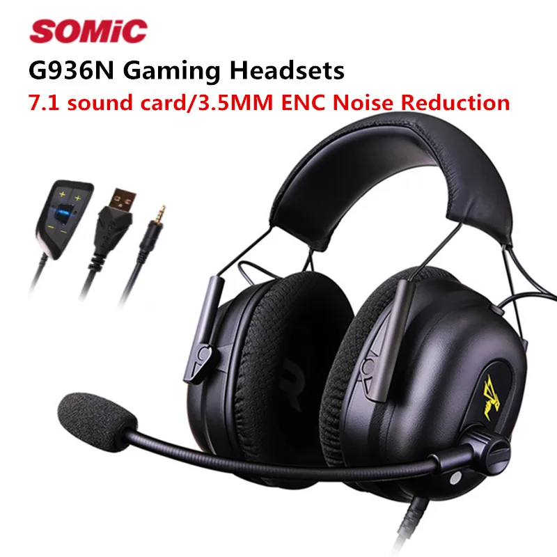 SOMIC G936N игровых гарнитур 7 1 виртуальным объемным звуком USB 3 5 мм Шум шумоподавления