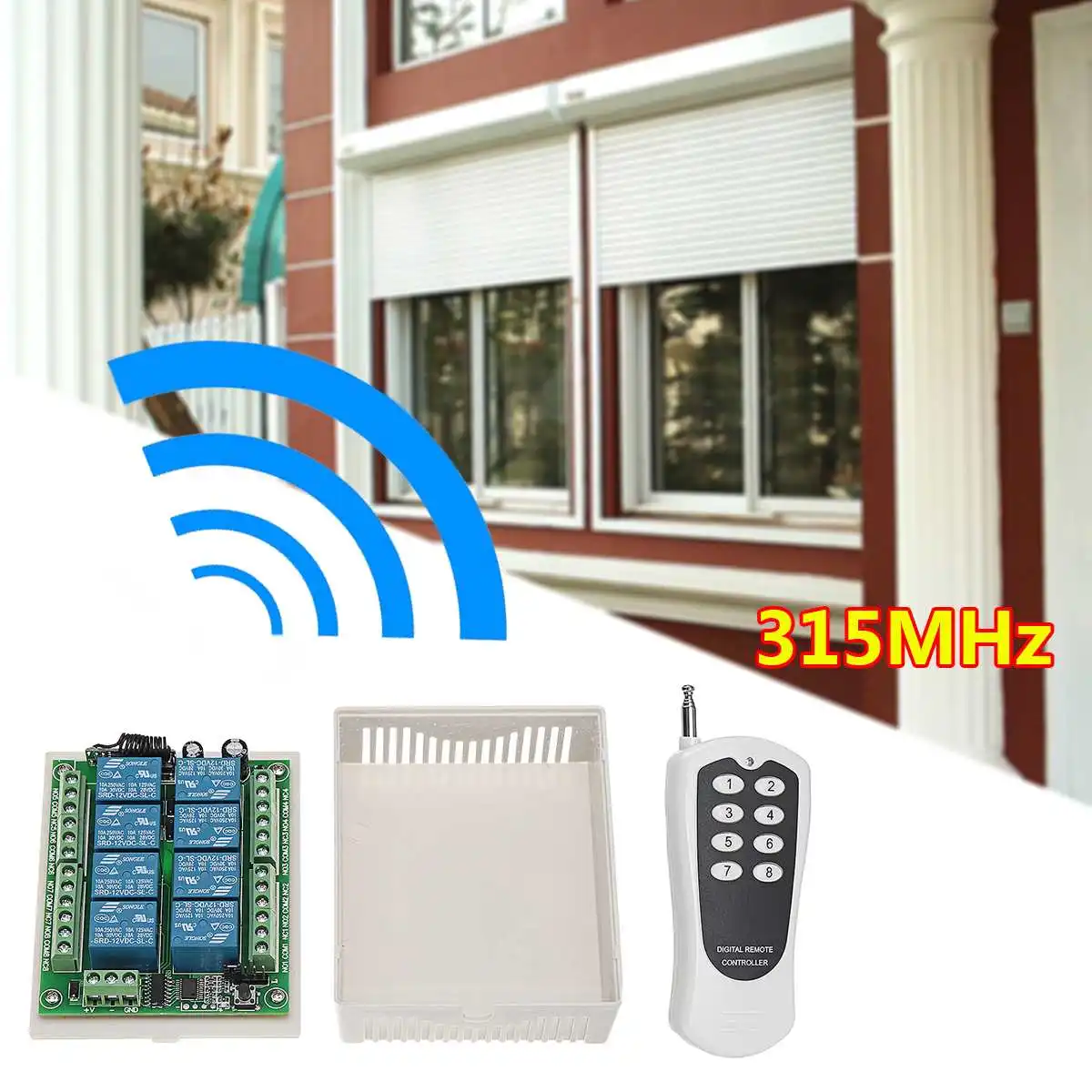 

DC 12V 8CH 315MHz Wireless Relay RF Switch 1000m Remote Control Switch Transmitter + Receiver Switch Relay Receiver Module