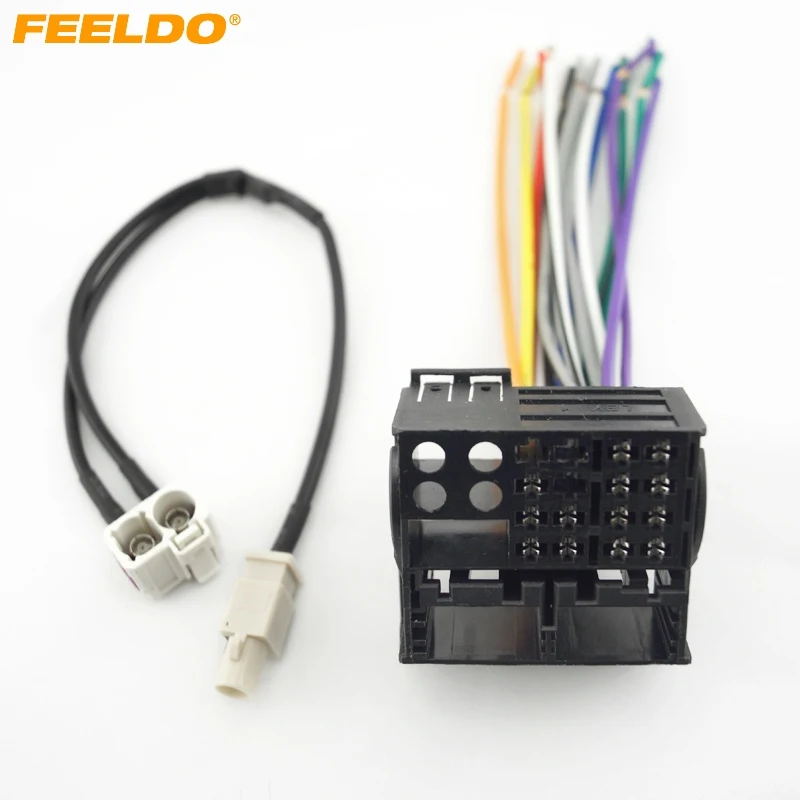 

FEELDO 1set Car Stereo Head Unit Wiring Harness With FAKRA Y Spliter(1Jack To 2Plug) For Audi/BWM/Volkswagen/Mini/Dodge Radio