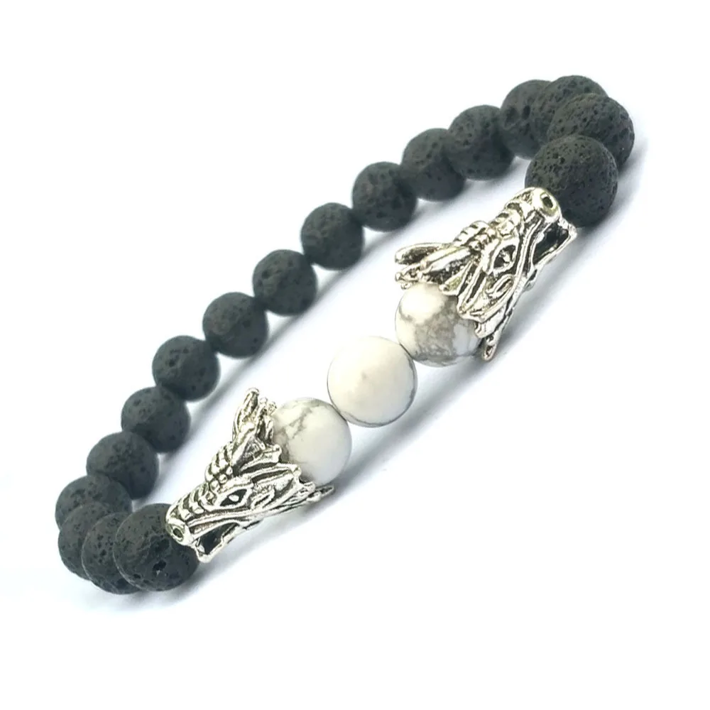 Дракон головы 8 мм Howlite камень искусственный эфирное масло диффузор браслеты