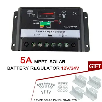 

2019 New 5A 12V/24V MPPT Solar Panel Battery Charge Controller With 4 Z Type Solar Panel Brackets For Home Company