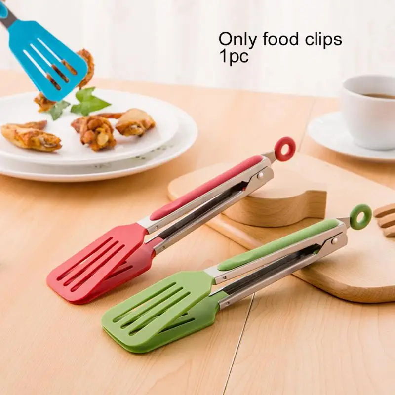 

Non-slip Silicone Food Tongs For Baking Anti Heat Clip Tong Pastry Clamp BBQ Tongs Cooking Tools Kitchen Utensil Random Color