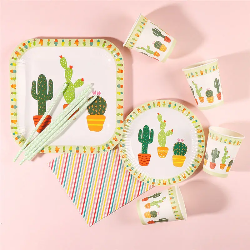 

Cactus Party Disposable Party Tableware Birthday Party Decorations Kids Favors Cactus Paper Plates Cups Hawaii Party Supplies