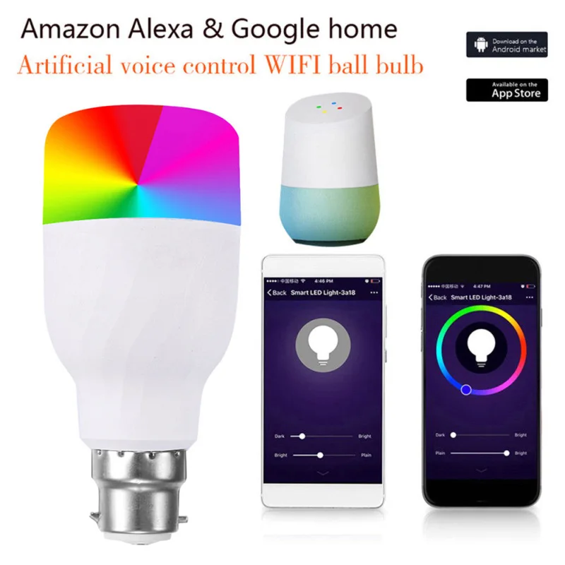 Волшебная Светодиодная лампа E27 B22 11 Вт с RGB подсветкой и Wi Fi|Светодиодные лампы