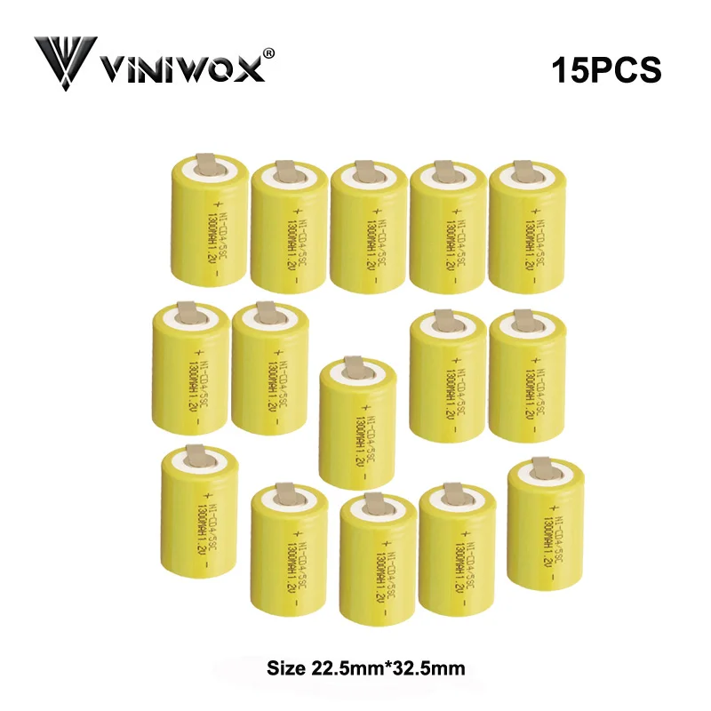 

1.2V Rechargeable 4/5SC Ni-CD Batteries 1300mAh Power Tool Battery Subc NICD Cell Accumulator For Electric Battery Packs 12V 18V