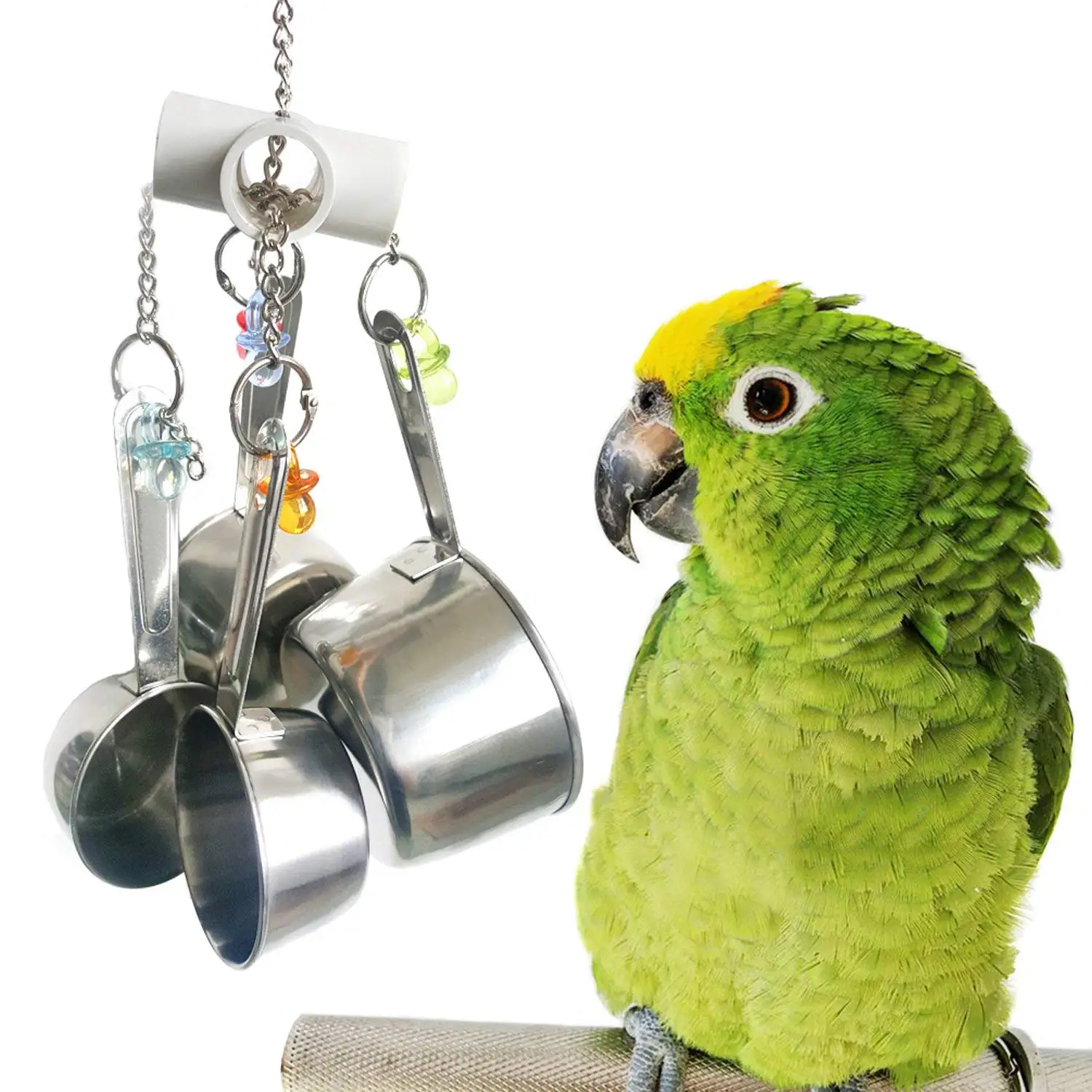Hot Stainless Steel Bird Parrot Toys Pet Bird Cage Toy Hanging Toy For