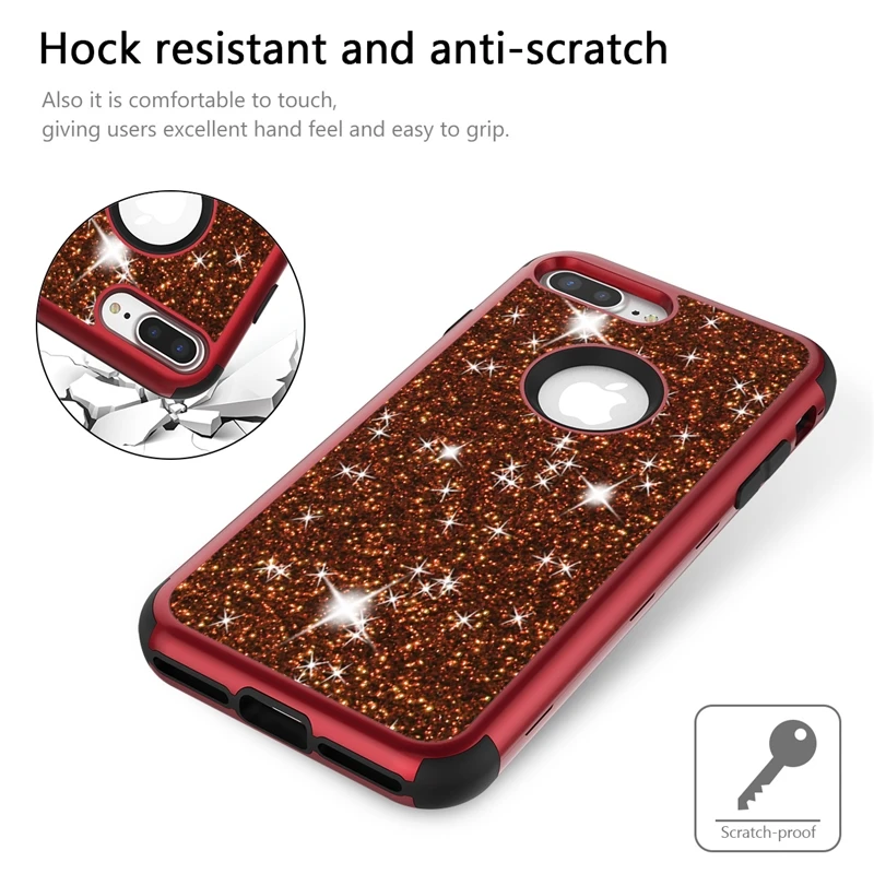 Роскошный Жесткий Чехол для iPhone 6 6S 8 7 Plus чехол с блестящими кристаллами из