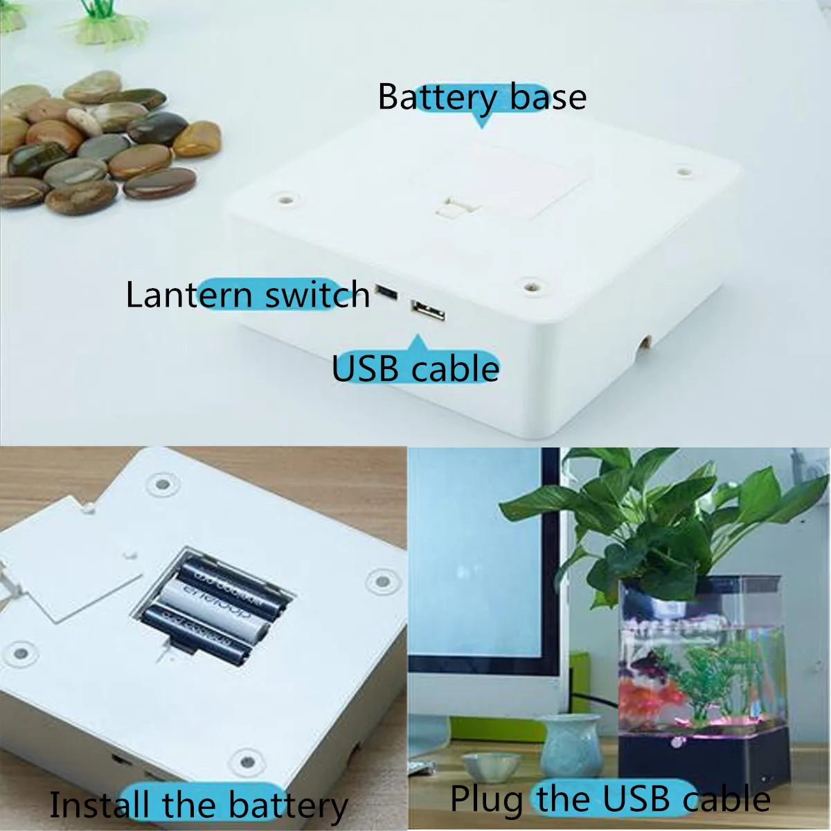 Черный/белый аквариум с светодиодный светильник USB мини Квадратный Аквариум экологический акриловый ящик для рыбы офисный Настольный аквариум