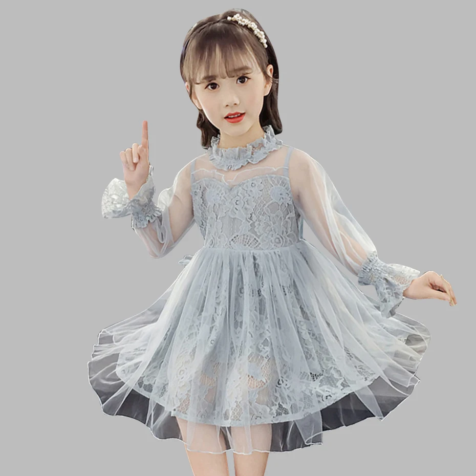 

Girl Princess Dress Lace Flower Kids Dress Long Sleeve Dress Girl Party Teenage Clothes For Boy Girl 6 8 10 12 13 14 year