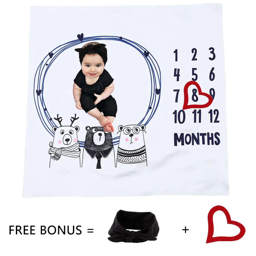 

Newborn Photography Photo Props Shoots Baby Wrap Number Milestone Blanket Set Studio Boy Girl Receiving Blankets