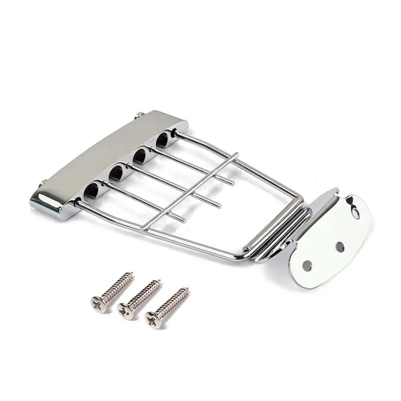 

Chrome Plated 4 String Trapeze Tailpiece Adjustable Guitar Tailpiec Bridge with Screws for Archtop Jazz Bass Guitar 15mm Spacing