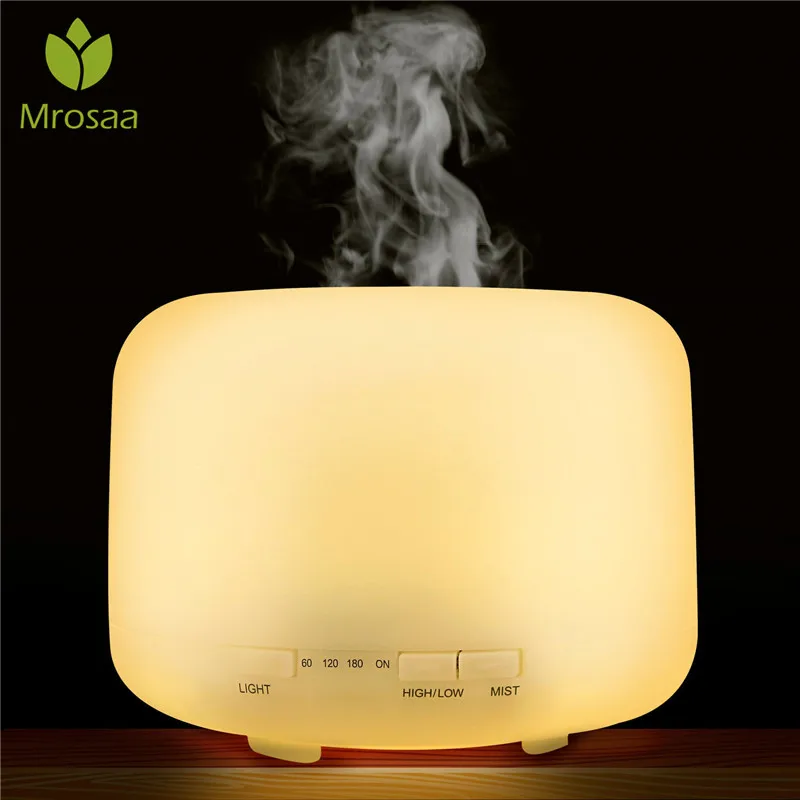 

LED Night Light 500ml Aromatherapy Essential Oil Diffuser Air Humidifier with 4 Timer Settings Ultrasonic Color Changing Lamps