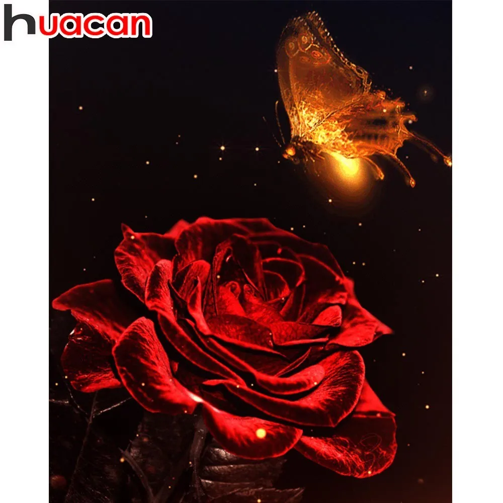 

HUACAN Full Square Diamond Mosaic Flower And Butterfly 5D DIY Diamond Painting Embroidery Rhinestones Decor Home Art Crafts