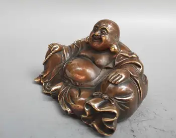 

Chinese collection archaize brass maitreya Buddha small statue