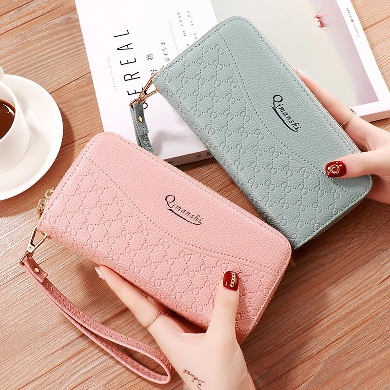 

Fashion Double Zipper Ladies Clutch Bag Large-Capacity Double-Layer Multi-Card Mobile Phone Packa
