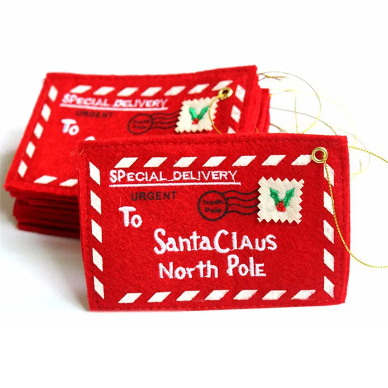 

5Pcs To Santa Claus North Pole Christmas Envelope Pendant Tree Ornaments Christmas Small Gift Candy Bags Home Party Xmas Deco