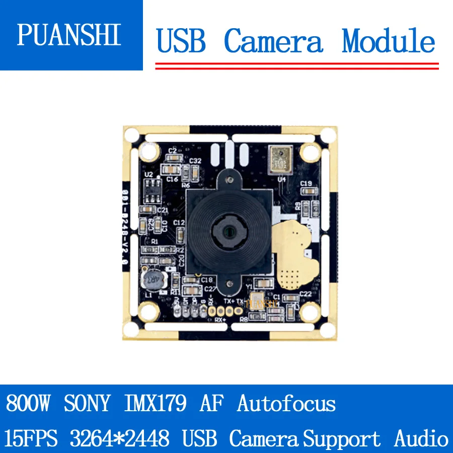 

HD 4K 800W SONY IMX179 AF Autofocus Face recognition USB2.0 camera module pure physical CCTV Camera support audio Linux UVC