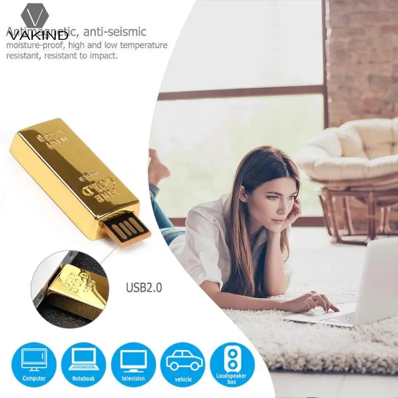 Золотой кирпич USB2.0 флэш накопитель карта памяти мобильный U диск 8/16/32/64/128 GB для