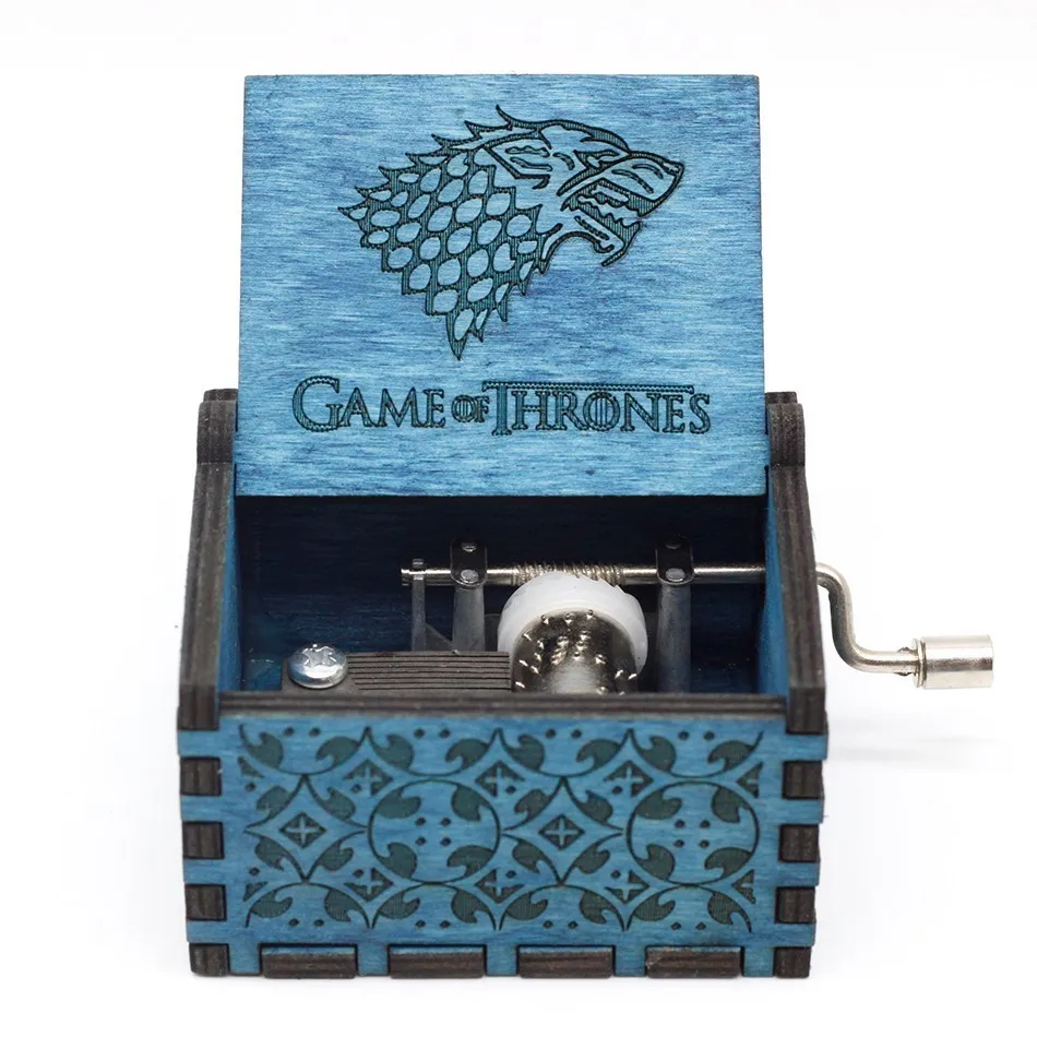 

HOT 30 style Antique Carved Wood Game Of Thrones Star wars Music Box Hand Crank Theme Music Birthday gift,Christmas gift