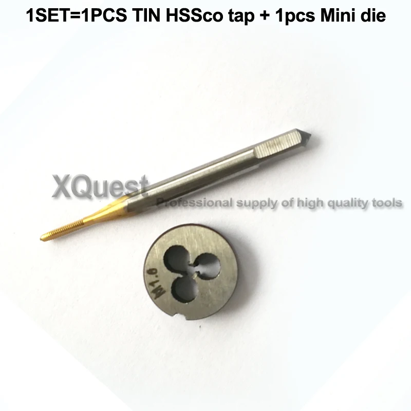 1set HSS-CO TIN hand tap HSS Mini Round Die M1 M1.2 M1.4 M1.6 Round Threading Dies and Screwing cutting Taps M1.7 M1.8 M2