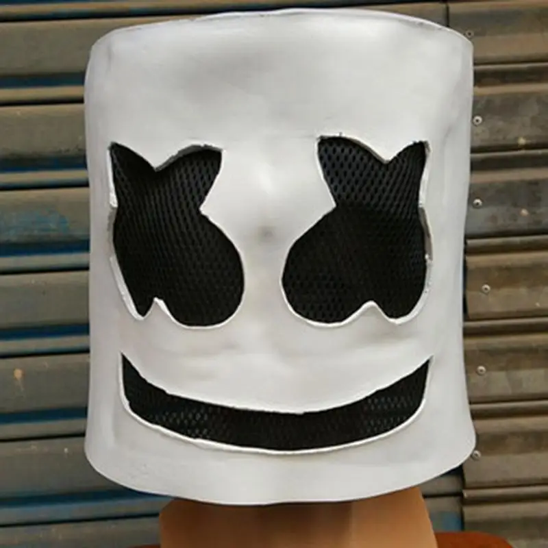 

Headgear Fashionable Party Marshmallow Mask Night Club Latex White Mask Adult DJ Cosplay Costume Helmet Sale