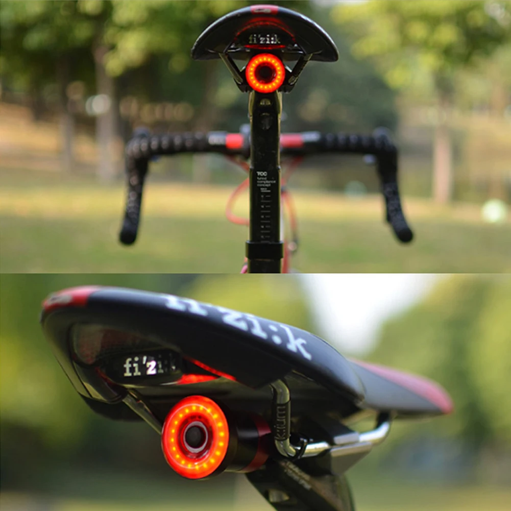 

Bicycle Rear Light Smart LED Braking Lamp Auto/Manual Switch 50hours Runtime Safety Visual Warning Lantern