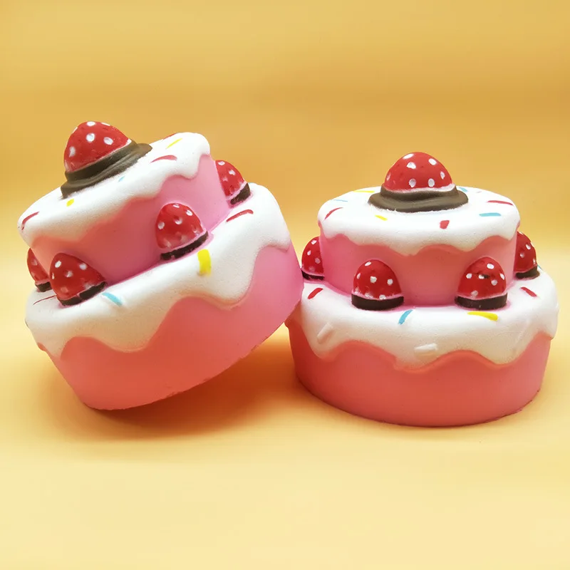 

Direct simulation PU strawberry cake squishy with fragrance slow rebound decompression toys spot Wholesale model toys