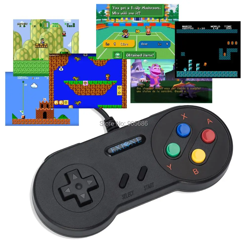 Exlene 2 шт 3 м Usb контроллер SNES супер классический контроллер геймпад джойстик для ПК Windows Ubuntu Raspberry Pi 3 Retropie sega