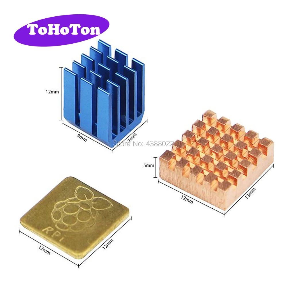 Для Raspberry Pi 3 Модель B + плюс теплоотвод 1 Алюминий 2 Медь с логотипом охлаждающая