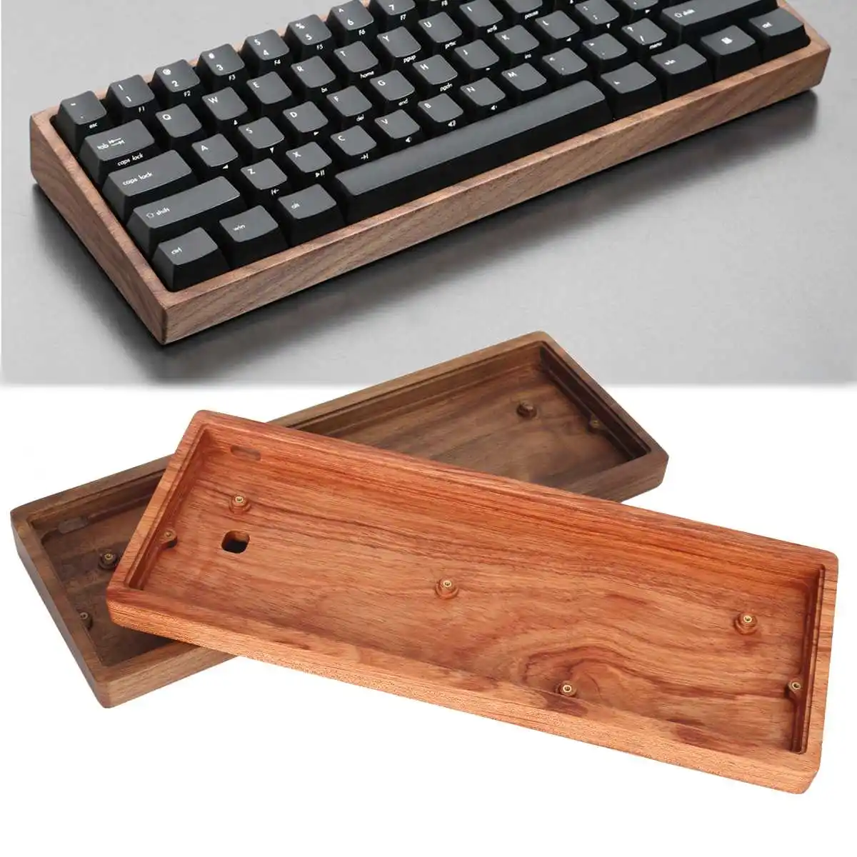 GH60 Solid Wooden Case Shell Base For 60% Mini Mechanical Gaming Keyboard New