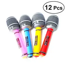 12Pcs Inflatable PVC Microphone Beach Parties Props for Kids Toy Children Day Gifts Swimming Pool Play Birthdays Party