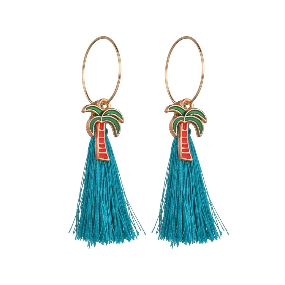 

Coconut Tree Bohemia Drop Earrings For Women Beach Jewelry Fringed Cheap Statement Tassel Earrings Women Drop Dangle Earring