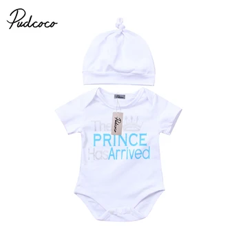 

0-18M Newborn Baby Boys Cotton Outfits Clothes Jumpsuit Bodysuit + Hat 2Pcs Set Summer Baby Clothes 2019