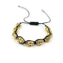 Античный золотой античный серебряный Будда в стиле панк плетеные браслеты ручной строковой системы браслет из натурального камня