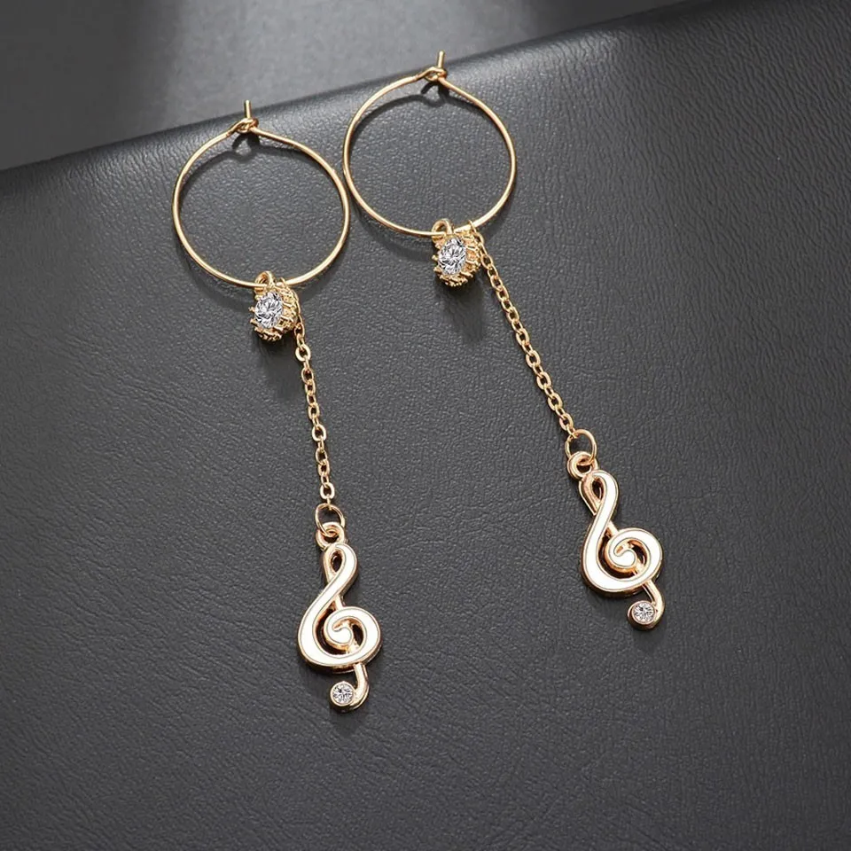 

Women Musical Note With Rhinestone Drop Earrings Trendy Jewelry Female Drop Earrings Handmade Earring Jewelry Gifts For Women