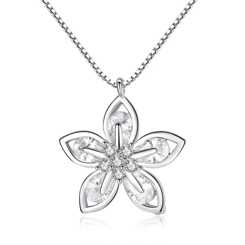 

Silikolove 1pair New accessories trend flower necklace Korean creative hollow five-petal flower pendant popular ornaments