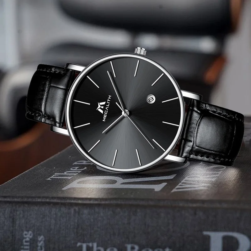 MEGALITH Reloj Hombre мужские часы из натуральной кожи кварцевые кожаные военные