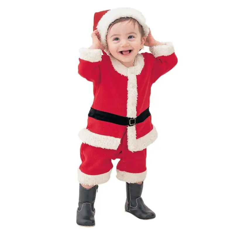 

Newborn Baby Boys Girls Christmas Clothes Set 2018 New Santa Claus Christmas Red White Party Dress Hat Santa Claus Hat Sliders