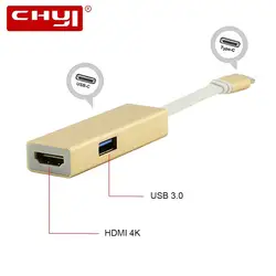 CHYI 3 порты и разъёмы Тип C USB 3,0 концентратор HDMI адаптеры питания мини портативный Splitter Combo компьютер интимные аксессуары для планшеты